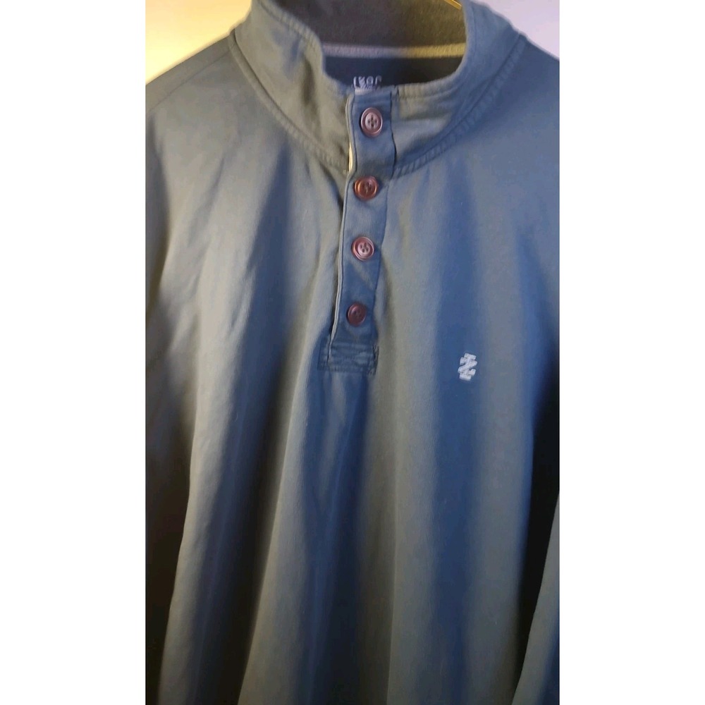 Izod Saltwater Quarter Button Pullover Men's 2XL Blue Relaxed Classics